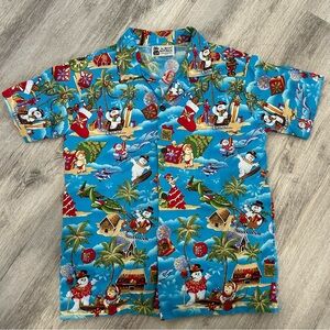 Vintage Aloha Republic Christmas Hawaiian Shirt Youth 8 Frosty Dreams Of Hawaii